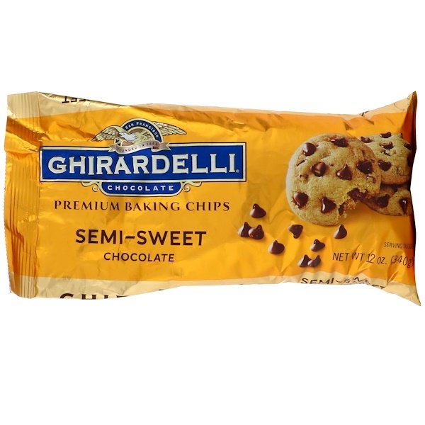 Ghirardelli, プレミアム ベーキング チップス, セミスイートチョコレート, 12 oz (340 g)
