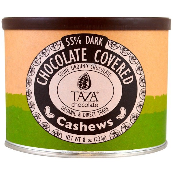 Taza Chocolate, オーガニック、55%ダークストーングランドチョコレート、チョココーティングしたカシューナッツ、8 oz (226 g)