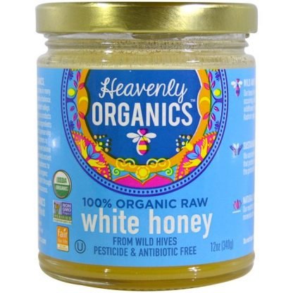 Heavenly Organics, 100％オーガニック 生のホワイトハニー, 12オンス（340 g）