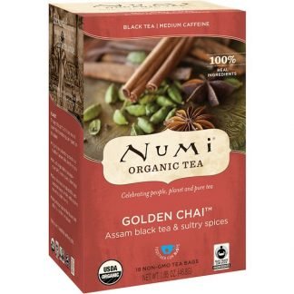 Numi Tea, オーガニック ブラック ティー、 中カフェイン、 ゴールデンチャイ、 18ティーバッグ、 1.65 oz (46.8 g) (Discontinued Item)