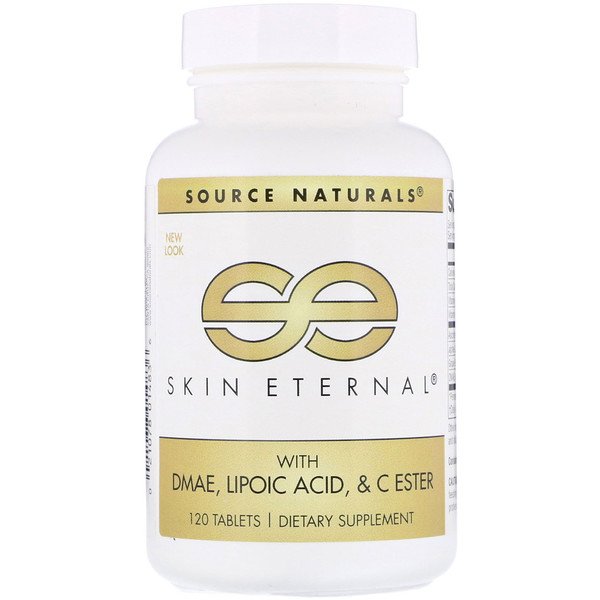 Source Naturals, Skin Eternal(スキンエターナル)DMAE、リポ酸、Cエステル配合、120粒