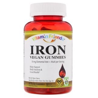Vitamin Friends, アイアン、ビーガングミ、ナチュラルベリーフレーバー、60ペクチングミ
