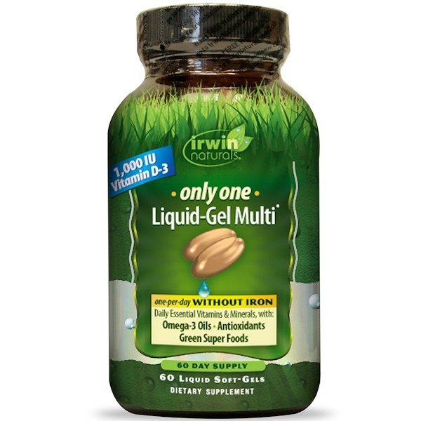 Irwin Naturals, オンリー・ワン, 液体-ジェル マルチ成分(鉄分なし) 液体 ソフトジェル 60粒