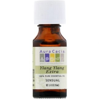 Aura Cacia, 100% 純エッセンシャルオイル、イランイラン・エキストラ、0.5 液量オンス (15 ml)