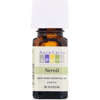 Aura Cacia, 100% 純エッセンシャルオイル、ネロリ、0 .125 液量オンス(3.7 ml)