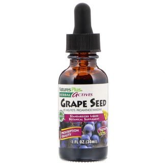 Nature's Plus, ハーバル・アクティブス、グレープシード、アルコールフリー、 25 mg、 1液量オンス (30 ml)