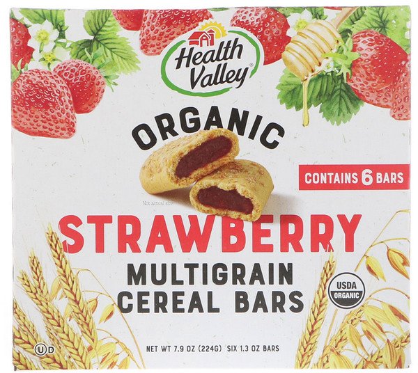 Health Valley, Organic Multigrain Cereal Bars, Strawberry, 6 Bars, 1.3 oz (37 g) Each (Discontinued Item)