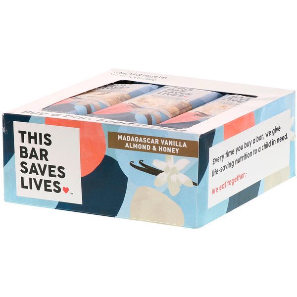 This Bar Saves Lives, LLC, マダガスカルバニラアーモンド&ハニー、12本、各1.4 oz (40 g)