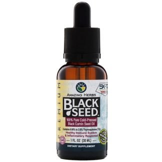 Amazing Herbs, ブラックシード、100%純粋な低温圧縮ブラッククミンシードオイル、 1 fl oz (30 ml) (Discontinued Item)