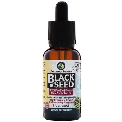 Amazing Herbs, ブラックシード、100%純粋な低温圧縮ブラッククミンシードオイル、 1 fl oz (30 ml) (Discontinued Item)