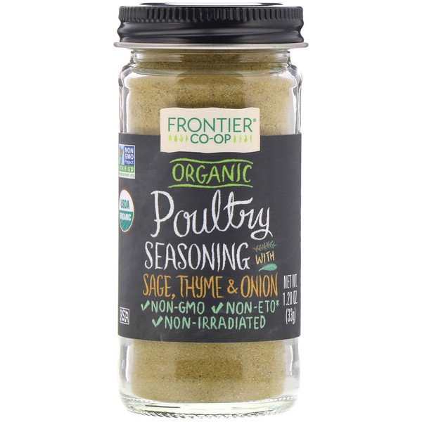Frontier Natural Products, Organic Poultry Seasoning With Sage, Thyme & Onion, 1.20 oz (33 g)