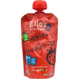 Ella's Kitchen, リンゴ＋イチゴ, スーパースムースピューレ, ステージ2, 3.5オンス（99 g）