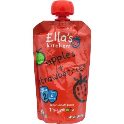 Ella's Kitchen, リンゴ＋イチゴ, スーパースムースピューレ, ステージ2, 3.5オンス（99 g）