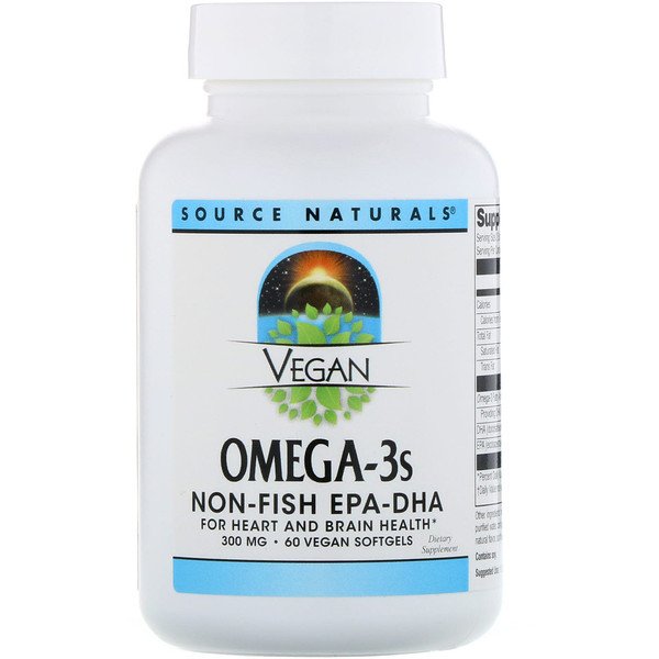 Source Naturals, ヴィーガン・オメガ-3S、EPA-DHA、300 mg、ヴィーガンソフトジェル60個