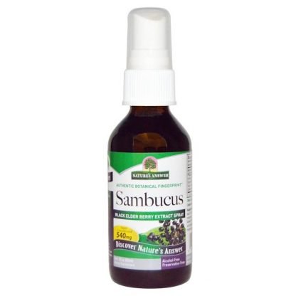 Nature's Answer, ニワトコの実（サンブカス）、ブラックエルダーベリーエキススプレー、アルコールフリー、2 fl oz (60 ml)