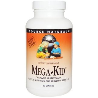 Source Naturals, メガキッド、チュアブルマルチビタミン、ナチュラルベリー味、60ウェハース