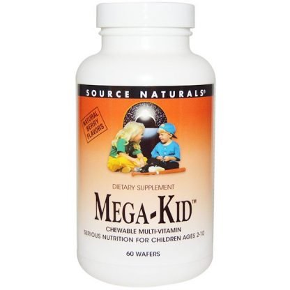 Source Naturals, メガキッド、チュアブルマルチビタミン、ナチュラルベリー味、60ウェハース