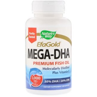 Nature's Way, EfaGold,メガ-DHA, 1000 mg, 60 ソフトジェルカプセル