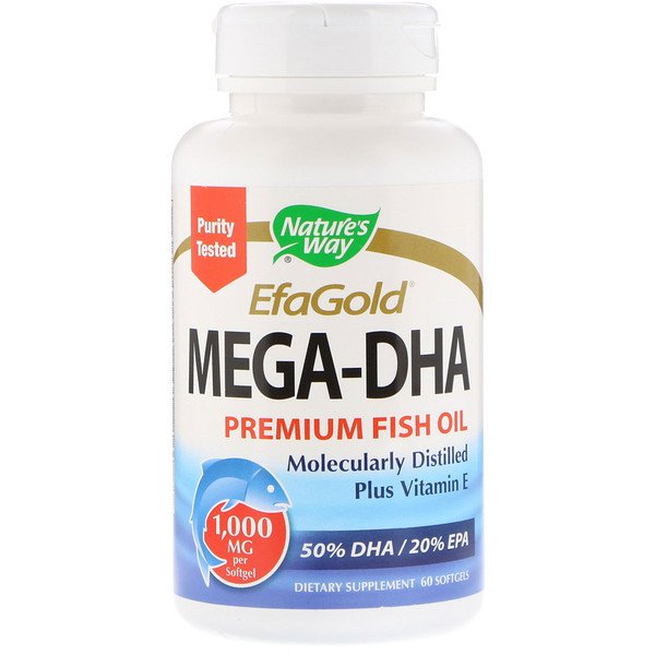 Nature's Way, EfaGold,メガ-DHA, 1000 mg, 60 ソフトジェルカプセル