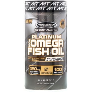 Muscletech, エッセンシャルシリーズ、プラチナ100％オメガフィッシュオイル、ソフトジェル100粒