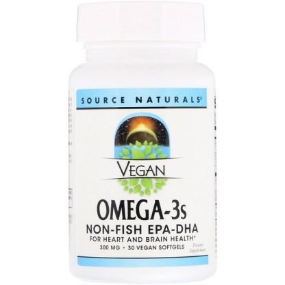 Source Naturals, ビーガンオメガ-3s EPA-DHA、300 mg、30ビーガンソフトジェル