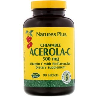 Nature's Plus, チュアブルアセロラC、バイオフラボノイド配合ビタミンC、500mg、90粒