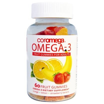 Coromega, オメガ3、 大人用フルーツグミ、 オレンジ、 レモン、 ストロベリー バナナ、 60 フルーツグミ (Discontinued Item)