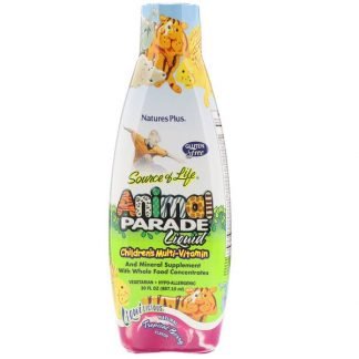 Nature's Plus, ソース・オブ・ライフ®, アニマルパレード・リキッド, マルチ-ビタミン, ナチュラルトロピカルベリー・フレーバー, 30 液量オンス (887.10 ml)