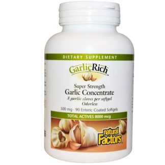 Natural Factors, ガーリックリッチ™, ニンニク濃縮, 500 mg, 腸溶性ソフトジェル 90 粒