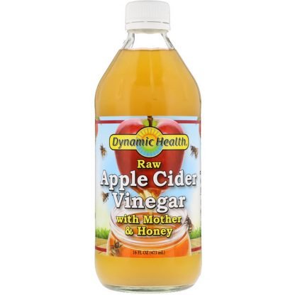Dynamic Health  Laboratories, 未加工オーガニックリンゴ酢  (マザー＆ハニー）、16液量オンス (473 ml)