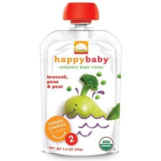 Happy Family Organics, オーガニック･ベビーフード、ブロッコリー、エンドウ豆 & ナシ、ステージ 2、生後6ヶ月以上、3.5オンス(99 g)