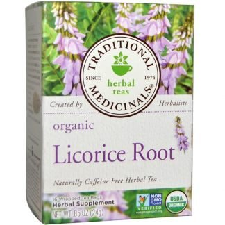 Traditional Medicinals, ハーブティー, オーガニック甘草の根, カフェイン無し, テーバッグ16包, 24 g
