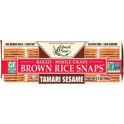 Edward & Sons, Baked Whole Grain Brown Rice Snaps, Tamari Sesame, 3.5 oz (100 g)