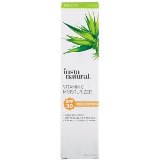 InstaNatural, ビタミンCモイスチャライザー、SPF 30、ナチュラルミネラル日焼け止め、50ml（1.7 fl oz）