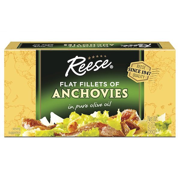 Reese, アンチョビ(カタクチイワシ)の平隅肉, ピュアオリーブオイル漬け, 2オンス(56 g)