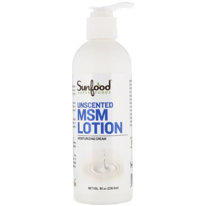 Sunfood, MSMローション、無香料モイスチャライジングクリーム、236.6ml（8fl oz）