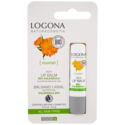 Logona Naturkosmetik, リッチバイオカレンドゥラ・リップバーム、0.15 fl oz (4.5 g)