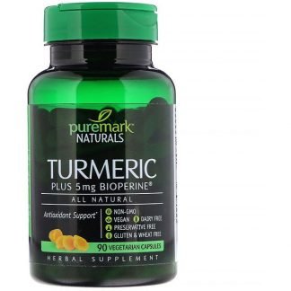 PureMark Naturals, ウコン、ベジタリアンカプセル90錠
