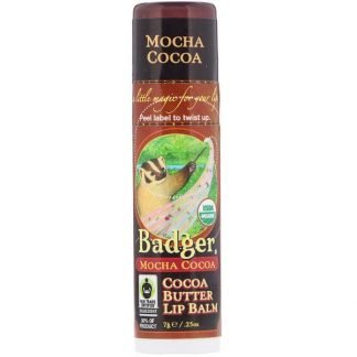 Badger Company, Organic, Cocoa Butter Lip Balm, Mocha Cocoa, .25 oz (7 g)