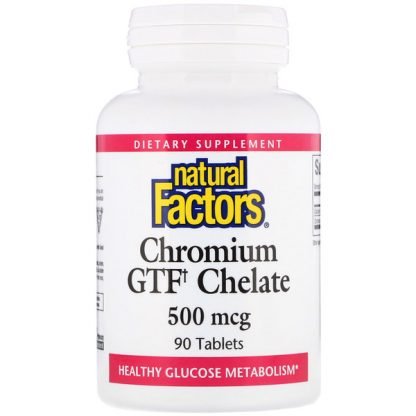 Natural Factors, クロミウム GTF キレート、500 mcg、90タブレット
