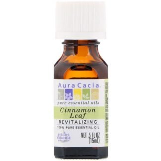 Aura Cacia, 100% ピュアエッセンシャルオイル、 シナモンの葉、 リビタライジング、 .5 fl oz (15 ml)