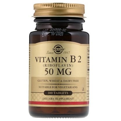 Solgar, ビタミンB2、50 mg、100錠