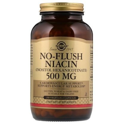 Solgar, フラッシュしないナイアシン、500 mg、250 ベジカプセル