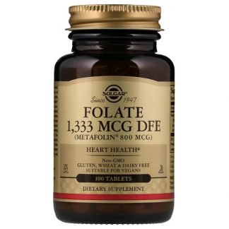 Solgar, 葉酸（メタフォリン）、800 mcg、100錠