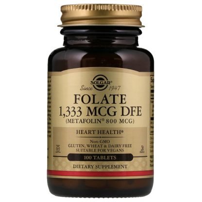 Solgar, 葉酸（メタフォリン）、800 mcg、100錠