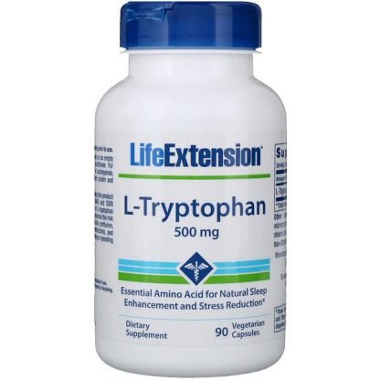 Life Extension, L-トリプトファン、500mg、植物性カプセル90粒