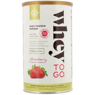 Solgar, ホイー・トゥ・ゴー、ホイー・プロテインパウダー、イチゴ、453.5g（161回分の成分量）