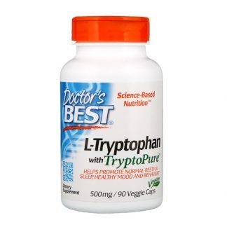 Doctor's Best, TryptoPure（トリプトピュア）入りL-トリプトファン、500 mg、植物性カプセル90粒