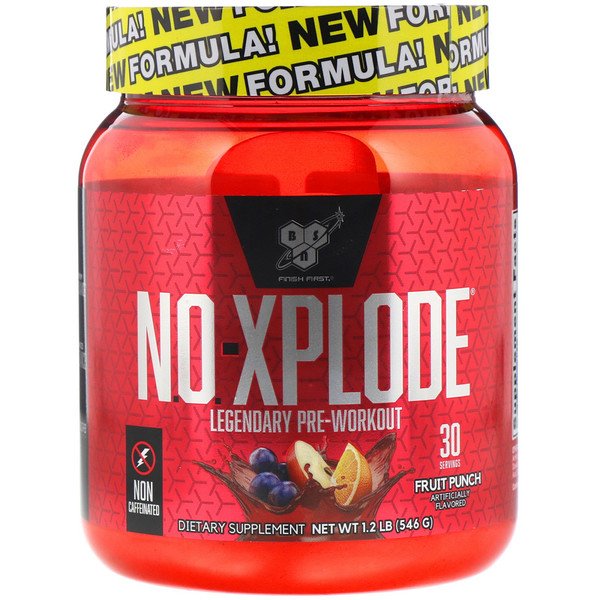 BSN, N.O.-Xplode、伝説のプレワークアウト、フルーツパンチ、1.2 lbs (546 g)