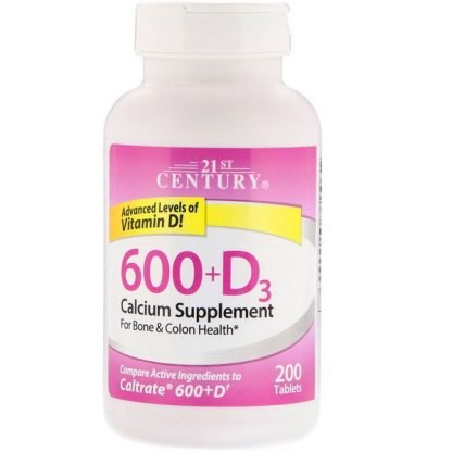 21st Century, 600＋D3, カルシウムサプリメント, 200錠